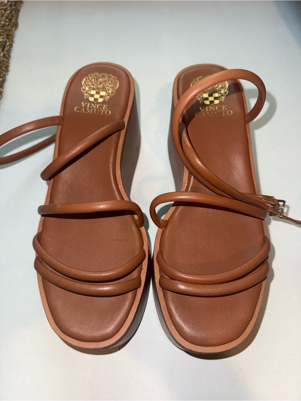 Vince Camuto Strappy Platform Wedge Sandals - Picture 2 of 5